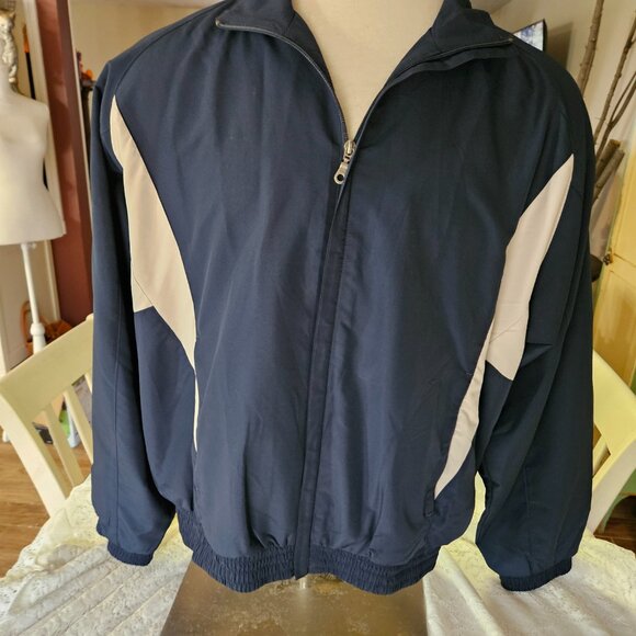 Vintage Roundtree & Yorke Sport Windbreaker Jacket Blue White Full Zip Sz XL - Picture 3 of 10